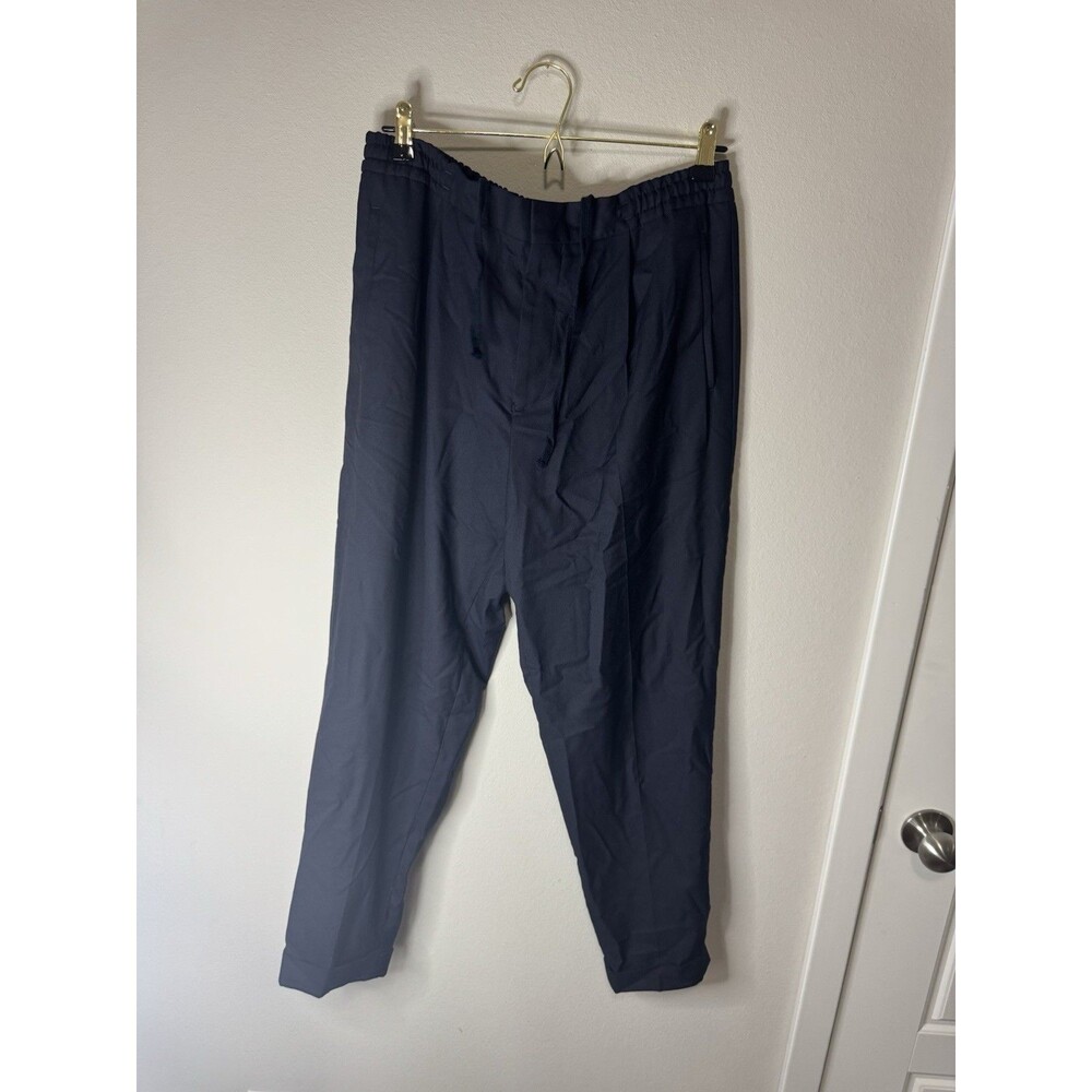 REISS Women's Navy Solid Jogger Pants Twill Cotton Blend Drawstring Pockets 8